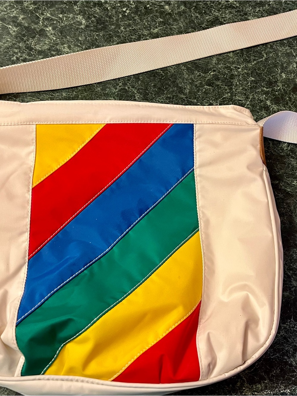 VTG 80s Jordache Rainbow Stripe Purse /  Bag Nylon Shoulder Pride Retro